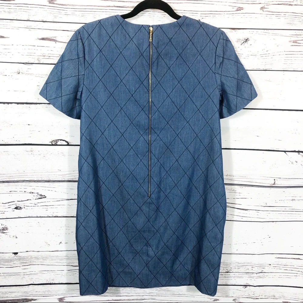 Kate Spade Quilted Chambray Shift Dress: Denim Blue - Picture 3 of 8